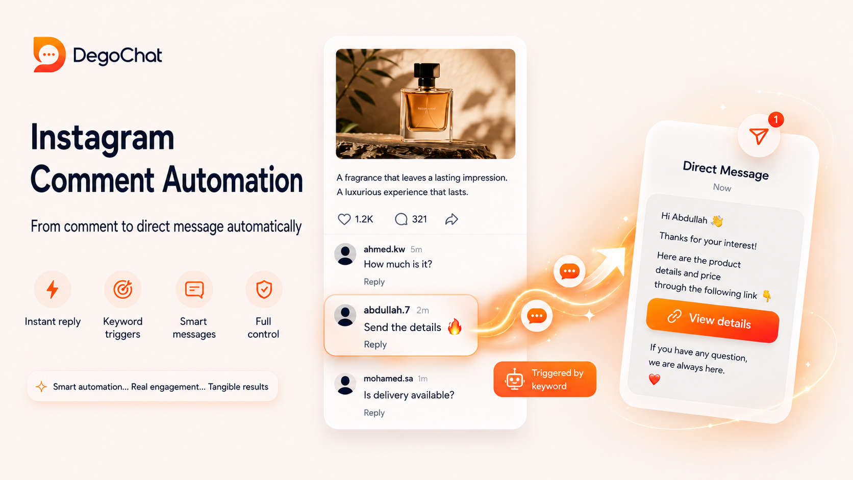 How does automation move from comment to DM?